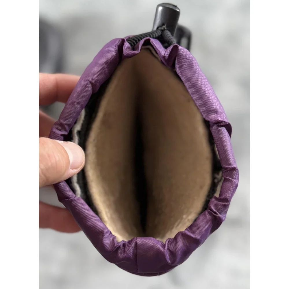 Kamik Snow Boots Youth‎ Size 4 Purple Black Waterproof Insulated Drawstring